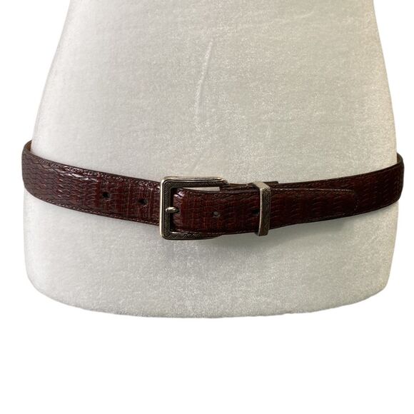 Brighton Vintage Brown Woven Weave Leather Belt Silver Tone Buckle 1996 Office main image 5